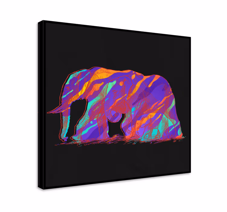 Quadro con elefanti arte in silhouette di elefanti - TenStickers