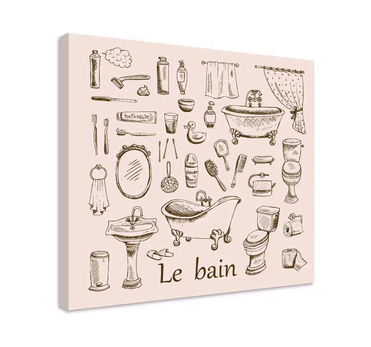 Quadro con elementi del bagno effetto vintage - TenStickers