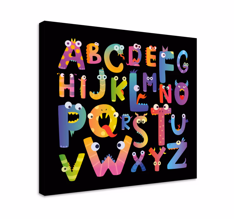 Dipinto con alfabeto e lettere caratteri mostruosi - TenStickers