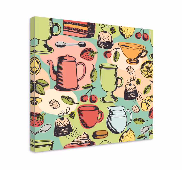 Dipinto frutta e natura morta vasi colorati da cucina - TenStickers