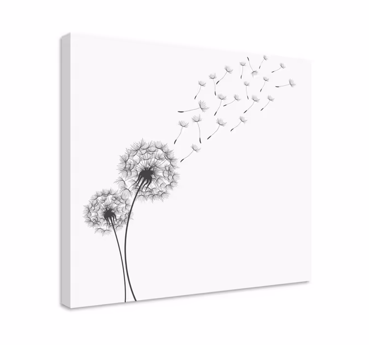 Dipinto fiori e piante semi di dente di leone fluttuanti - TenStickers