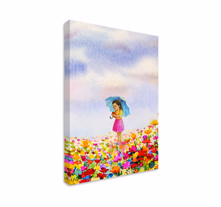 Quadro per bambini ragazza con ombrello - TenStickers