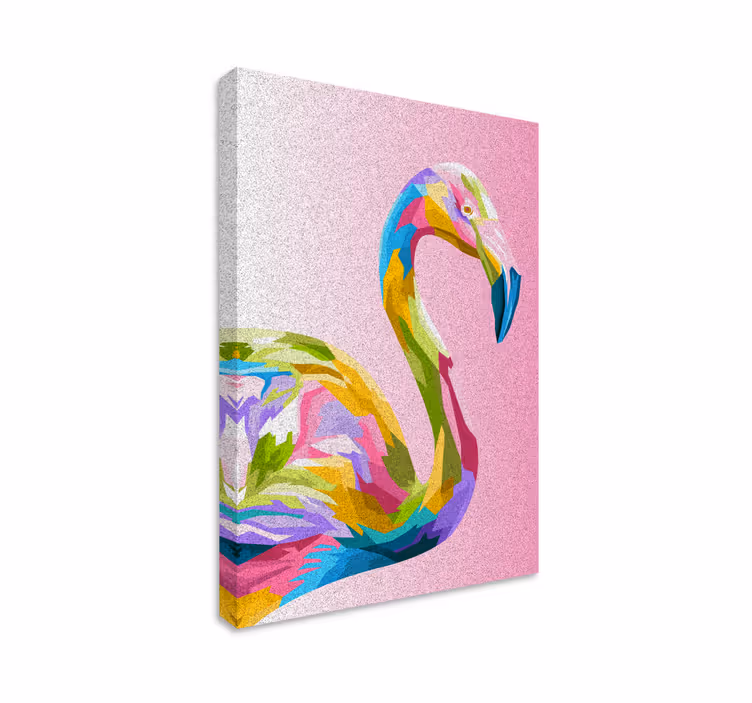 Quadro con animali e insetti profilo di fenicottero colorato - TenStickers