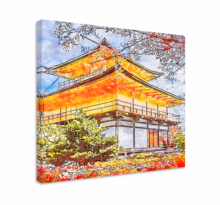 Quadro città e paesi Alberi in fiore giapponesi - TenStickers
