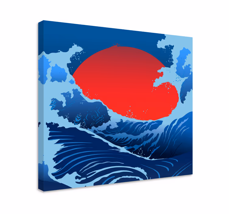 Quadro paesaggio onde del sole rosso - TenStickers