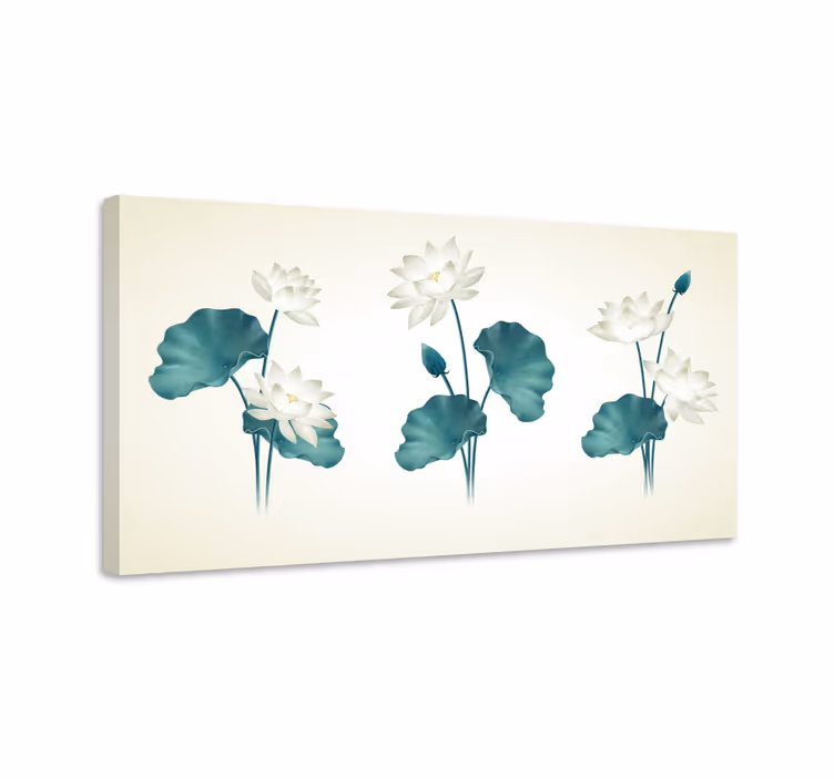 Dipinto fiori e piante composizione di fiori di loto - TenStickers