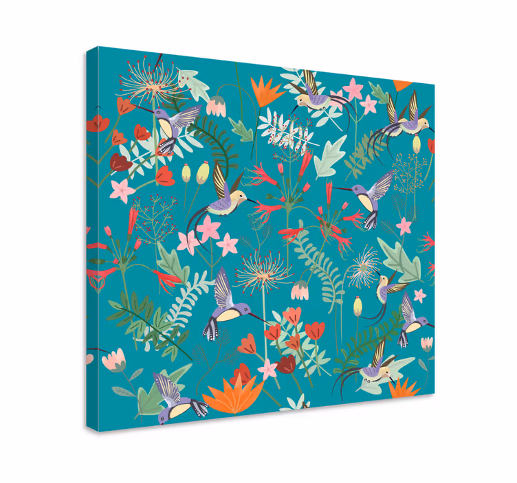 Dipinto fiori e piante delizia floreale del colibrì - TenStickers