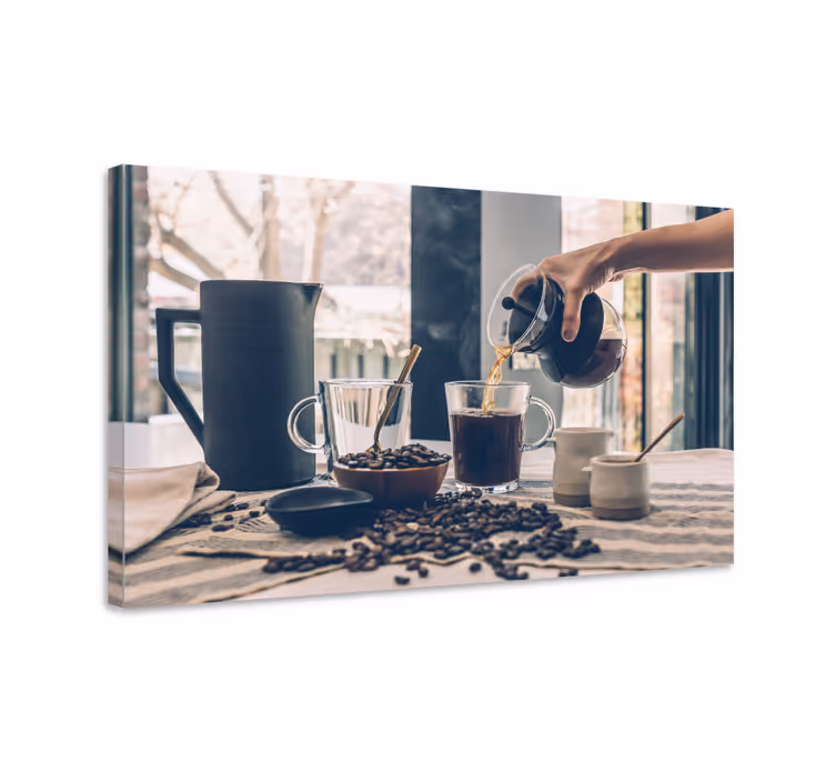 Quadro design ornamentale rituale di versamento del caffè - TenStickers