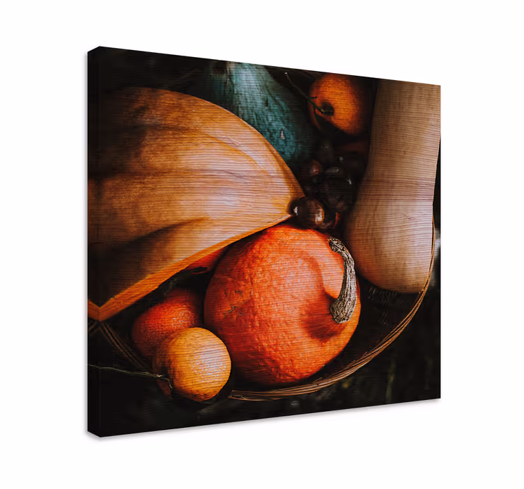 Dipinto frutta e natura morta zucca arancione raccolta - TenStickers