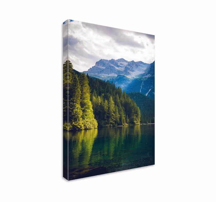 Quadro paesaggio riflessione di montagna tranquilla - TenStickers