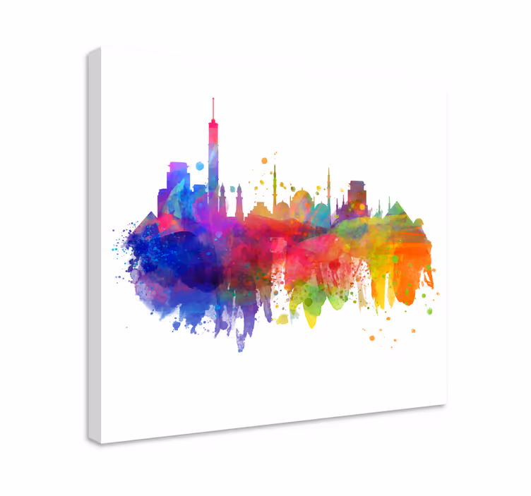 Quadro città e paesi skyline colorato - TenStickers