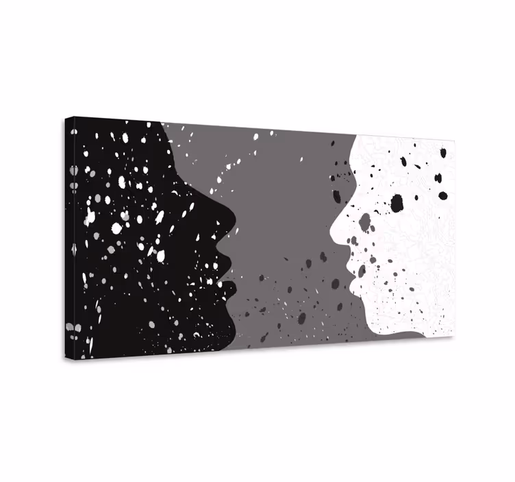 Quadro persona Mezza faccia bianca e scura - TenStickers