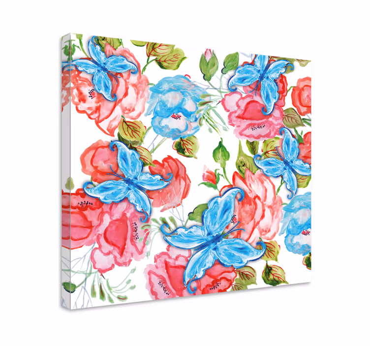 Dipinto fiori e piante con farfalle - TenStickers