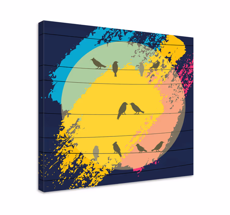 Quadro con uccelli sagome circolari retrò - TenStickers