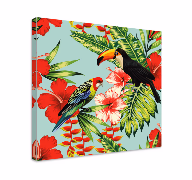 Quadro con animali e insetti uccelli tropicali fiori - TenStickers