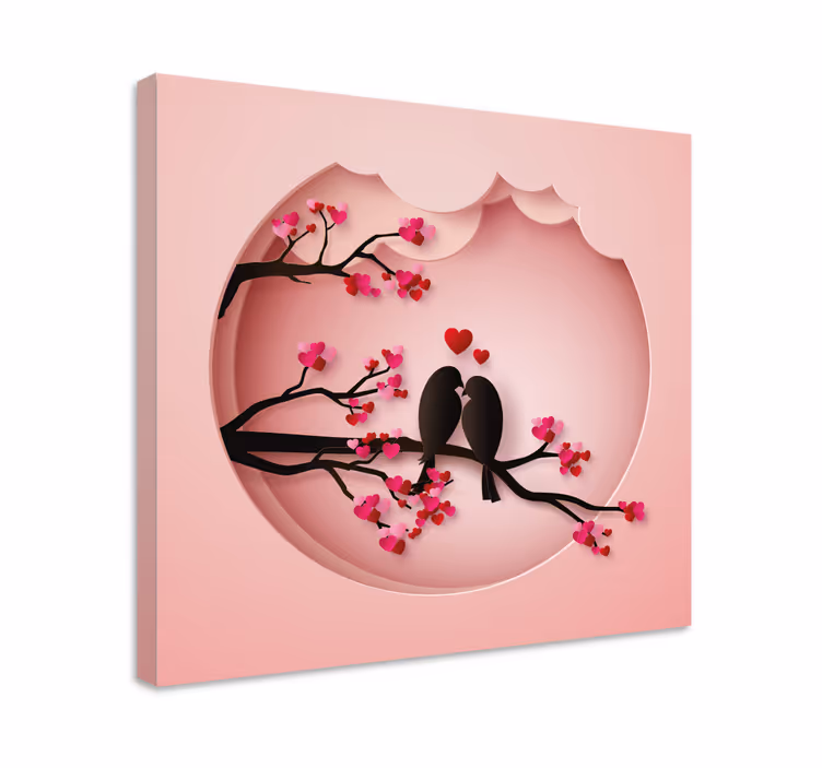 Quadro con uccelli Uccelli moderni che si baciano - TenStickers