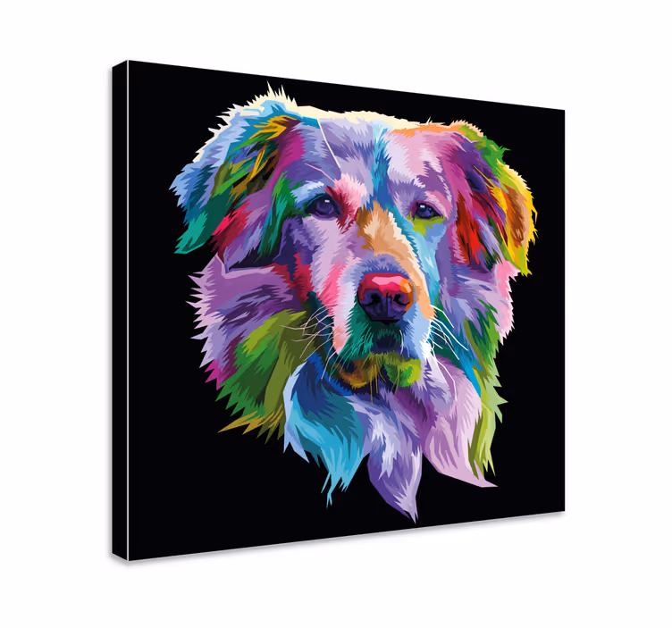 Dipinto cane ritratto canino vibrante - TenStickers