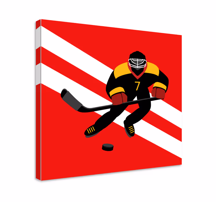Quadro persona Hockey su ghiaccio rosso e giallo - TenStickers