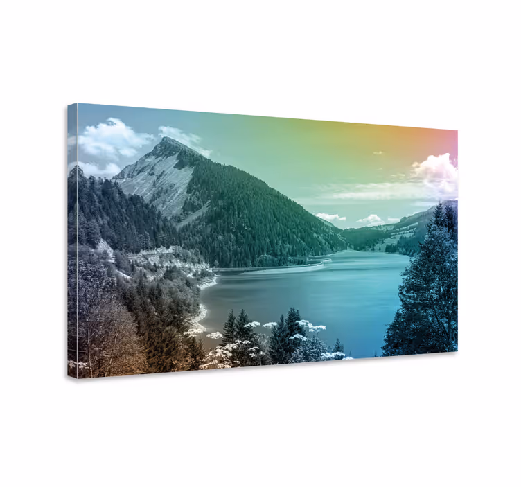 Quadro paesaggio vista di un lago montano - TenStickers