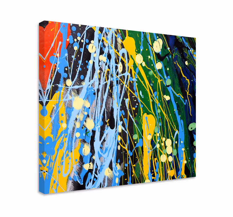 Quadro astratto schizzi di colore vibranti - TenStickers