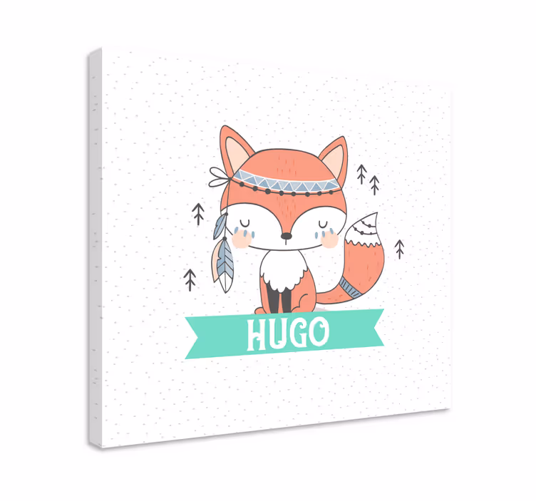 Quadro con volpe e nome personalizzato - TenStickers