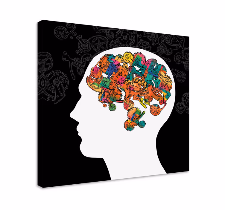 Quadro astratto cervello meccanico colorato - TenStickers