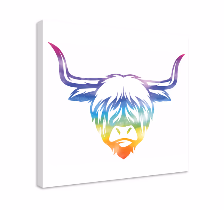 Quadro con animali e insetti mucca delle highlands colorata - TenStickers