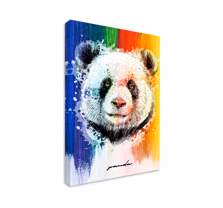 Quadro con animali e insetti ritratto di panda colorato - TenStickers