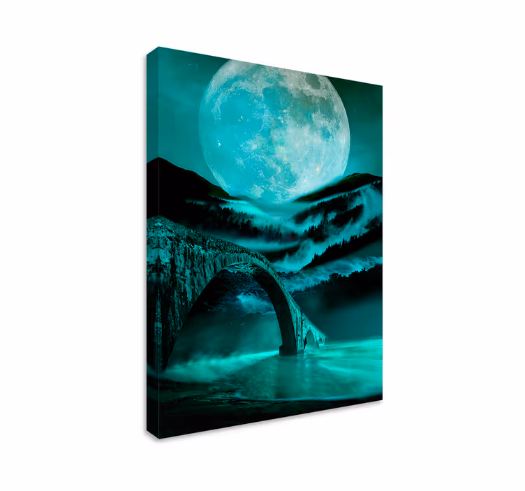 Quadro paesaggio ponte illuminato dalla luna - TenStickers