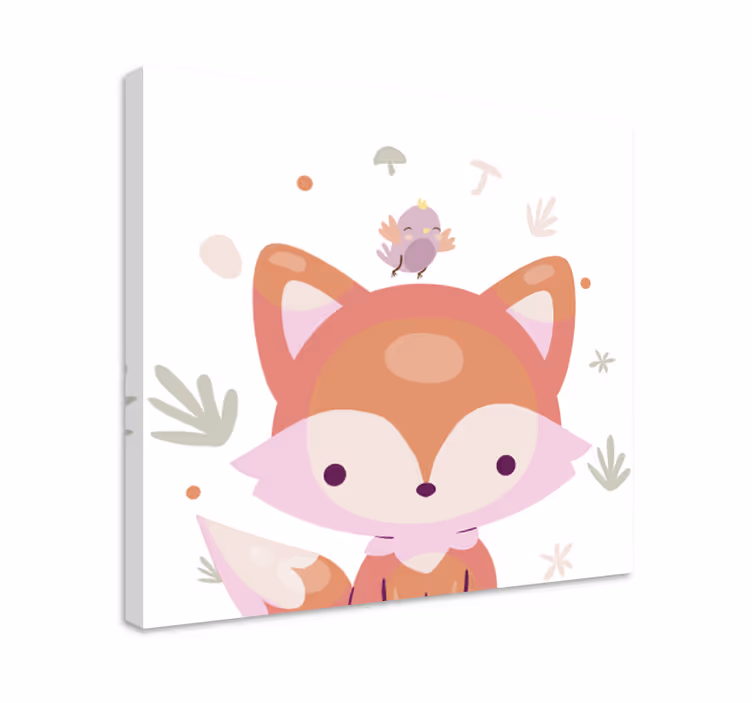 Quadro con animali e insetti design volpe carina - TenStickers
