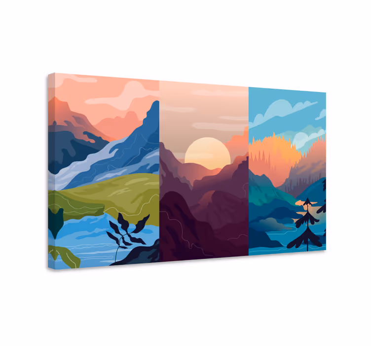 Quadro paesaggio scena dell'alba in montagna - TenStickers