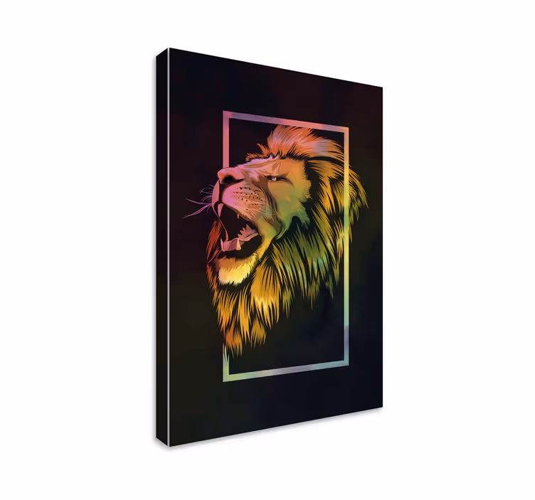 Dipinto animali ruggito del maestoso leone - TenStickers