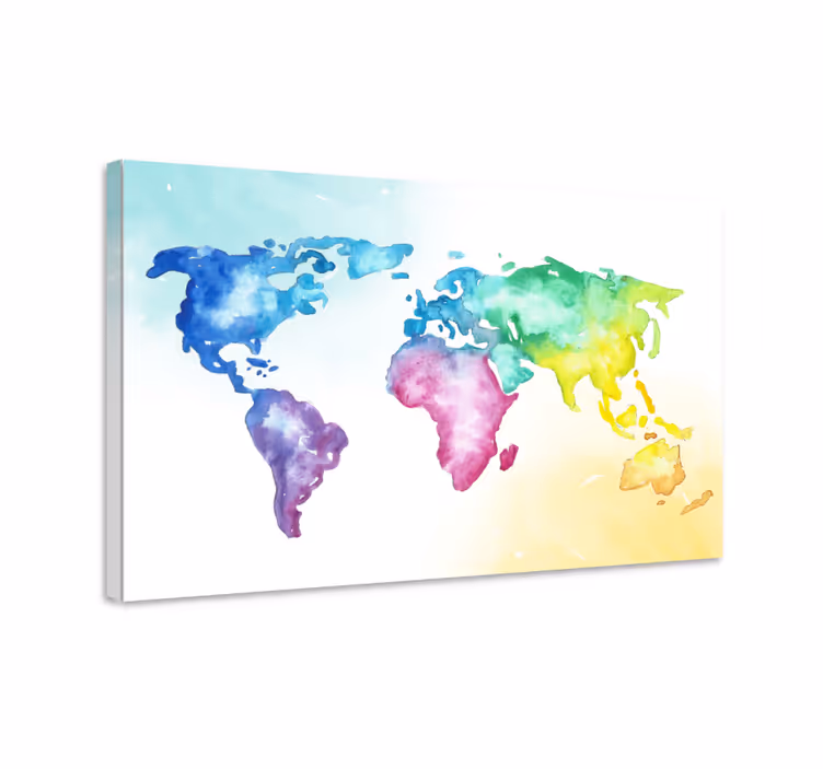 Quadro mappamondo atlante globale ad acquerello - TenStickers