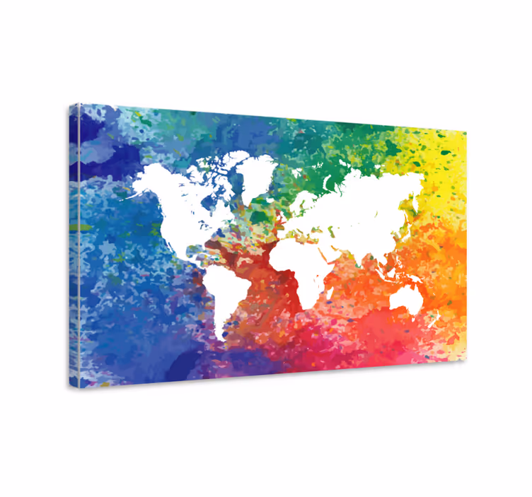 Quadro mappamondo mappa astratta colorata - TenStickers