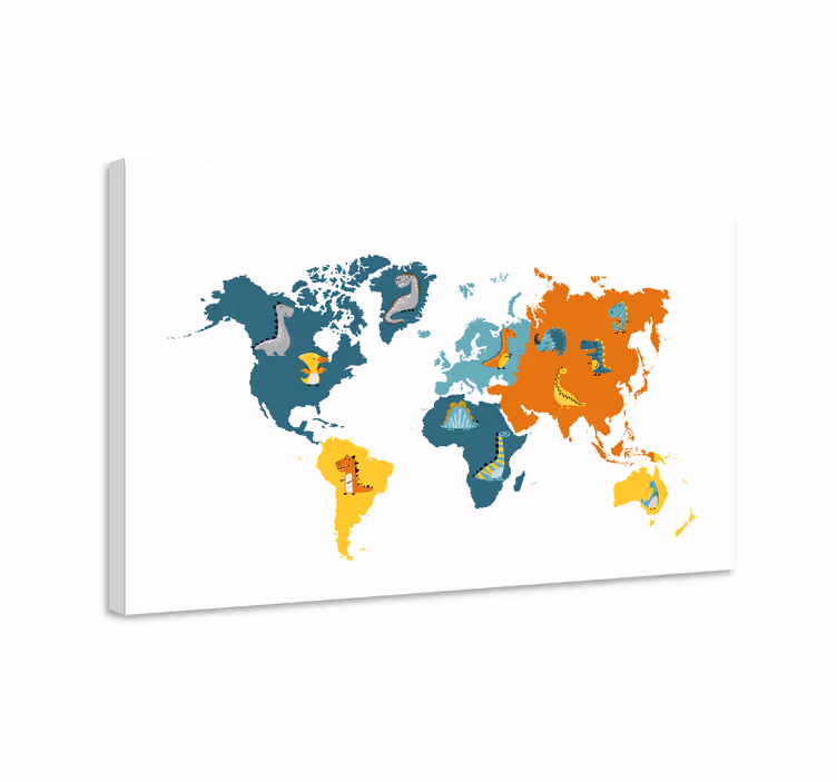 Quadro mappamondo mappa degli animali interattiva - TenStickers