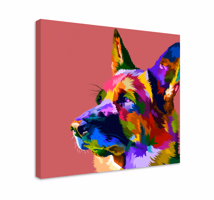 Quadro con pastore tedesco multicolore - TenStickers