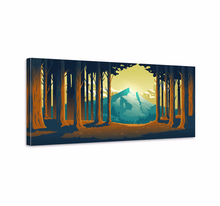 Quadro paesaggio vista di una foresta montuosa - TenStickers