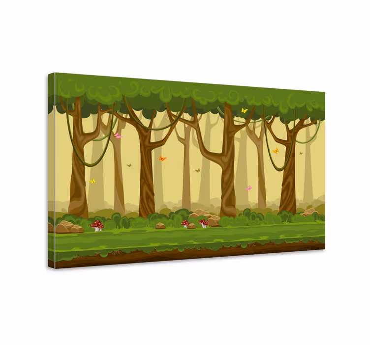 Quadro con alberi scena di foresta lussureggiante - TenStickers