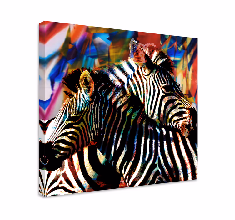 Quadro con animali e insetti coppia di zebre colorate - TenStickers