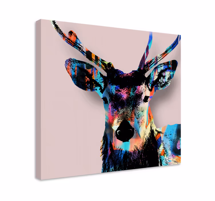 Quadro con cervo testa di cervo colorata - TenStickers