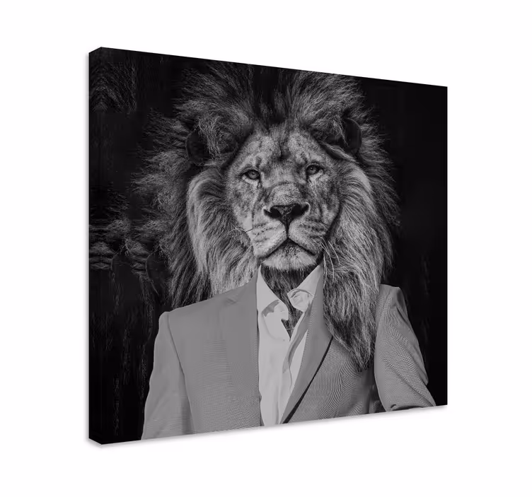 Dipinto animali leone in giacca - TenStickers