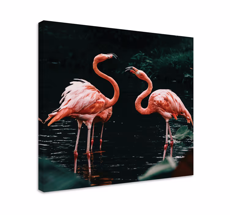 Quadro con uccelli fenicotteri al crepuscolo - TenStickers