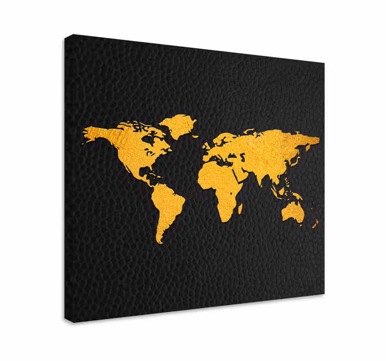 Quadro mappamondo effetto nero e dorato - TenStickers