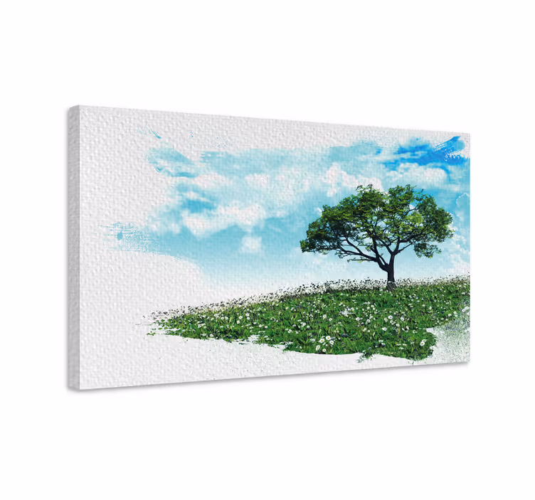 Quadro con alberi albero verde solitario - TenStickers