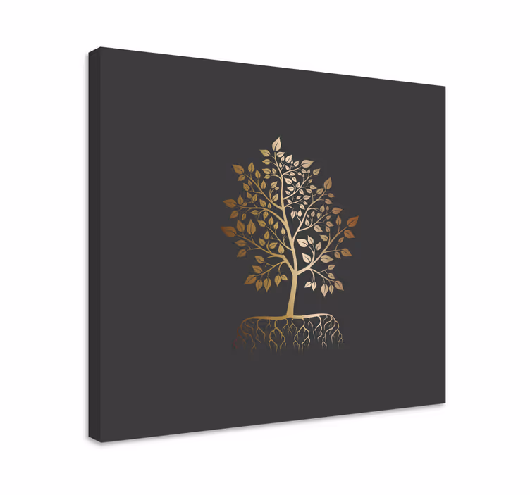 Quadro con alberi albero con foglie dorate - TenStickers