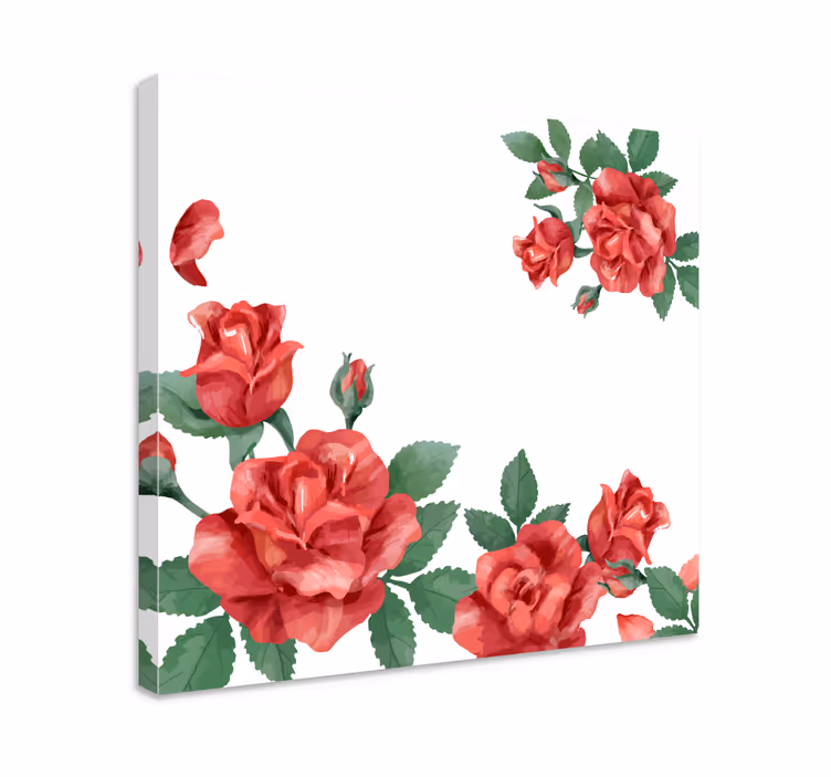 Dipinto fiori e piante rose in fiore - TenStickers