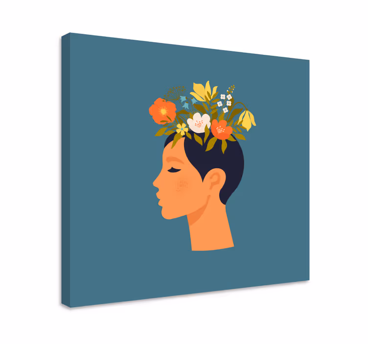 Dipinto fiori e piante profilo silhouette floreale - TenStickers