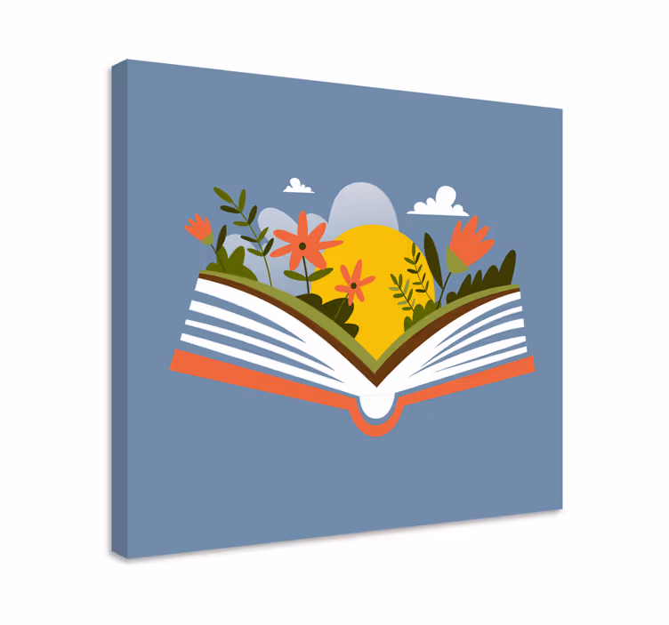 Dipinto fiori e piante flora a libro aperto - TenStickers
