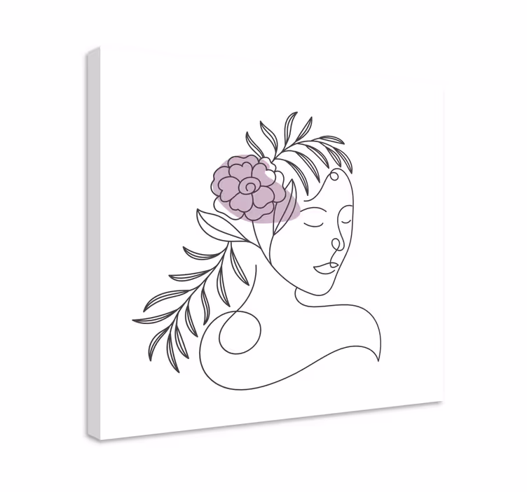 Dipinto fiori e piante volto lineare - TenStickers