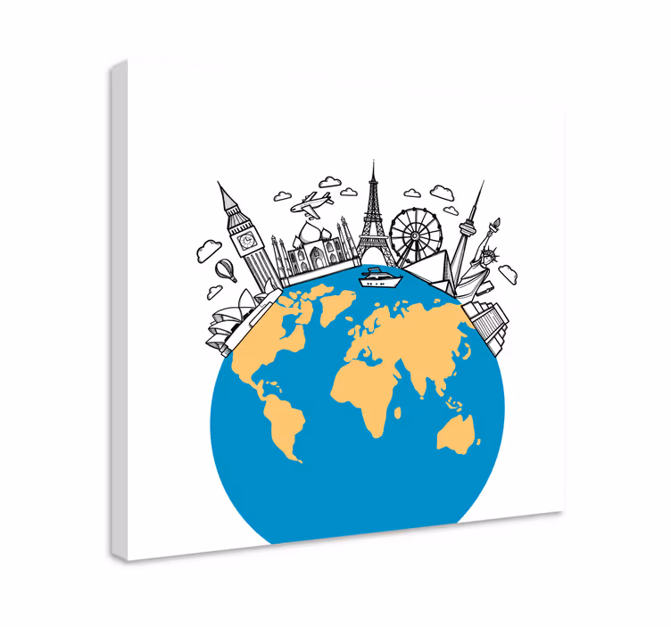 Quadro con mondo e opere d'arte - TenStickers